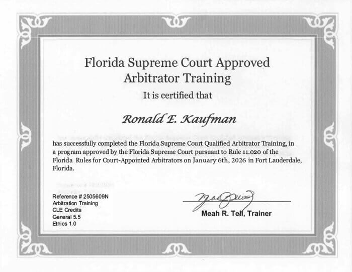 Florida Supreme Court Approved Arbitrator Training